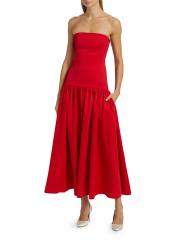 【Alice+Olivia】ORIANA ドロップウエスト ストラップレスドレス Alice + Olivia Oriana Strapless Drop-Waist Midi-Dress | Saks