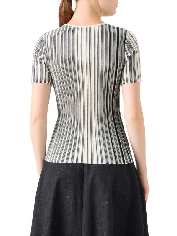 #2: سترة محبوكة من الصوف المقلّم - بلاك + كريم