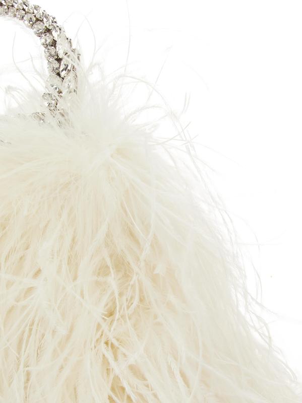 #6: حقيبة كارما المصنوعة من الريش بمقبض مزخرف - أبيض