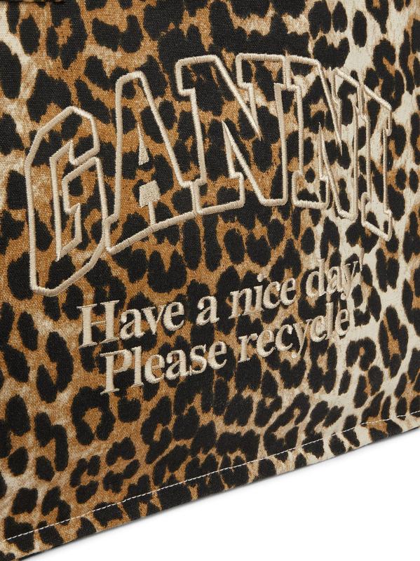 #5: حقيبة تسوق كبيرة بشعار جلد الفهد - نمر