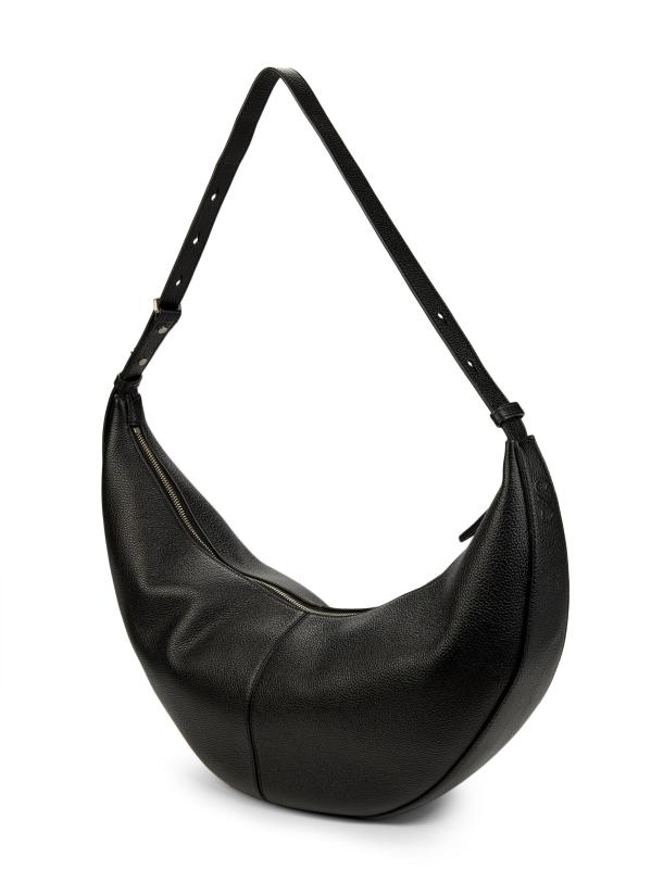 #4: حقيبة هوبو الجلدية المرصوفة بالحصى من سلايد - أسود