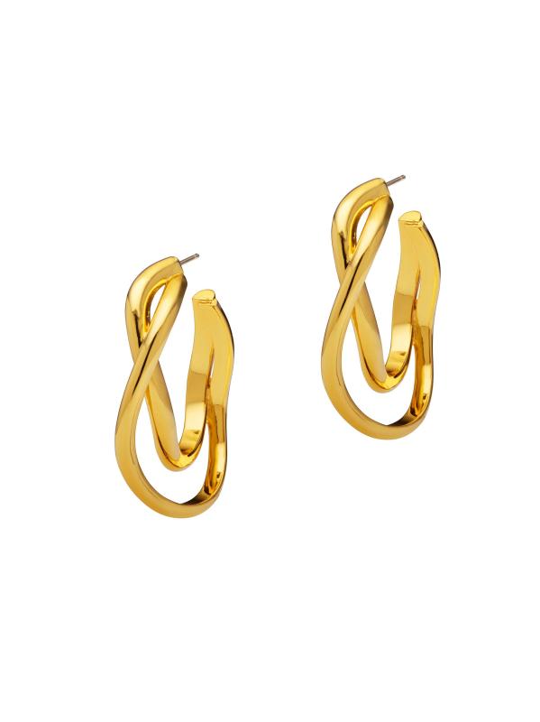 #5: أقراط دائرية منحنية مطلية بالذهب عيار 24 قيراطًا من زاغورا ديفي - أصفر + ذهبي