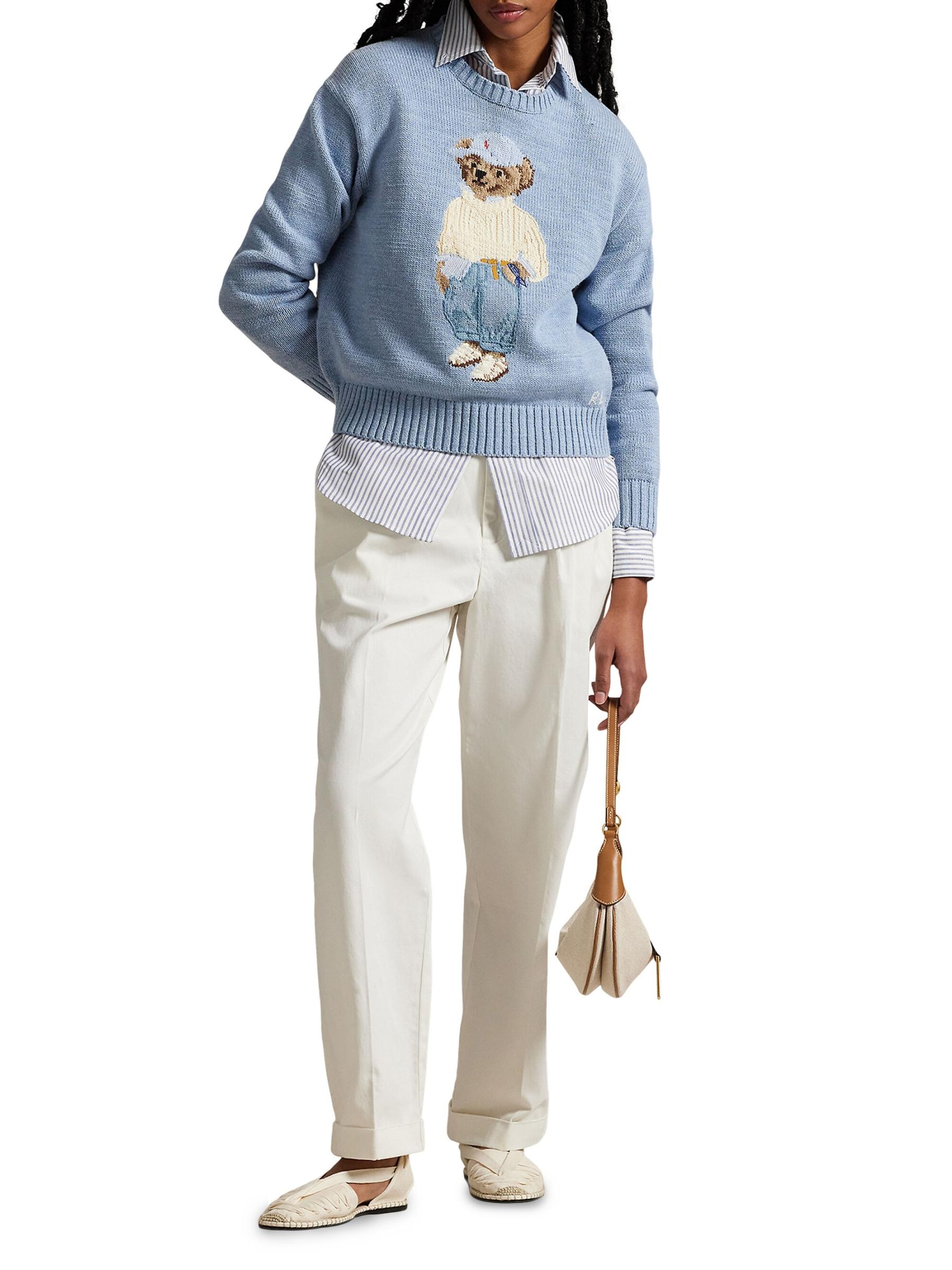 Polo Bear Cotton-Knit Crewneck Sweater