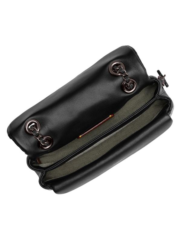 #5: حقيبة الكتف الجلدية المبطنة Tabby - أسود + ذهبي