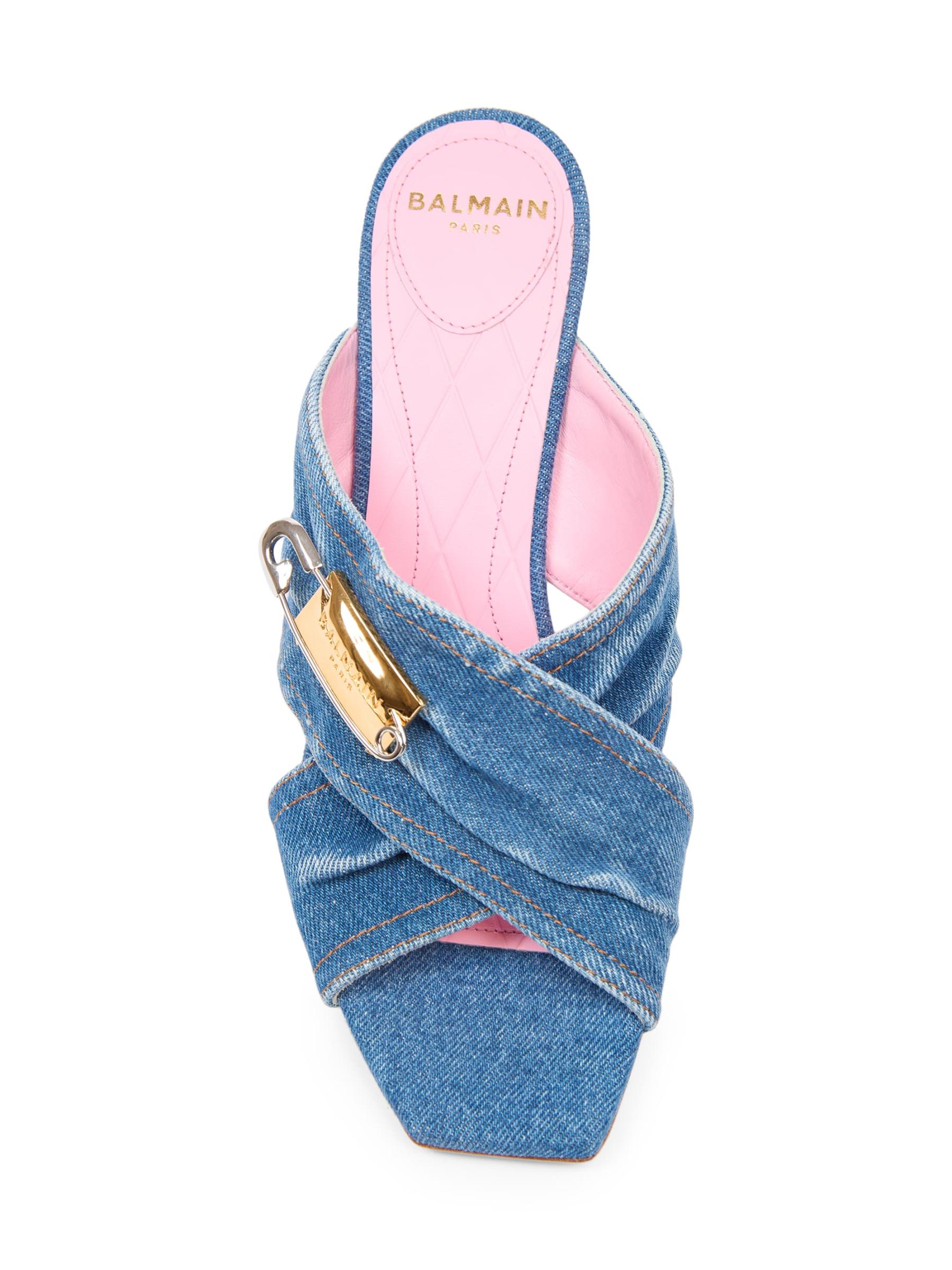 *BALMAIN* デニムミュール 75 ロゴ入 ゴールドプレート サンダル BALMAIN* デニムミュール 75 ロゴ入 ゴールドプレート サンダル