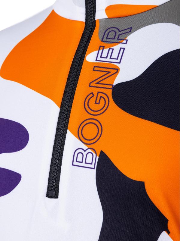 #3: بلوفر بنصف سحّاب مطبوع عليه كريس من ليتل بوي آند بوي - كامو برتقالي أرجواني