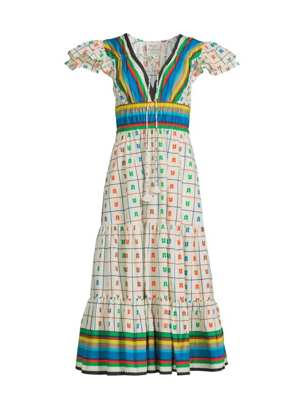 فستان الفلاحين المتدرج والمخطط