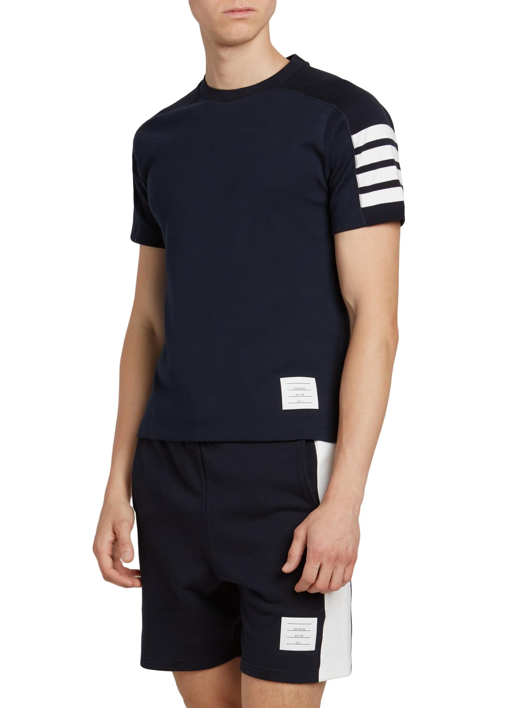 Thom Browne - コットン4バー・ストライプTシャツ をオンライン