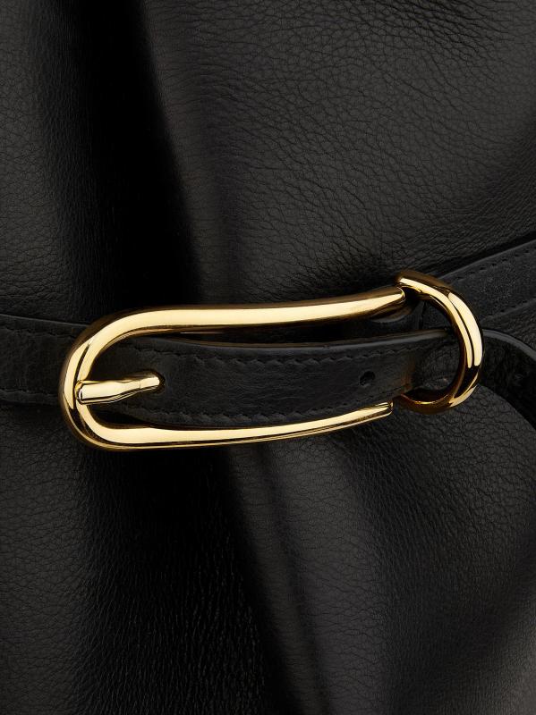 #5: حقيبة دلو كبيرة من الجلد بحزام - أسود