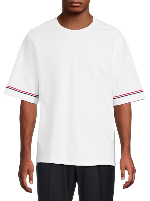 Tシャツ・カットソー THOM BROWNE 'Rugby' T-shirt White Shop Thom Browne - Rugby-Fit Crewneck T-Shirt | Saks Fifth