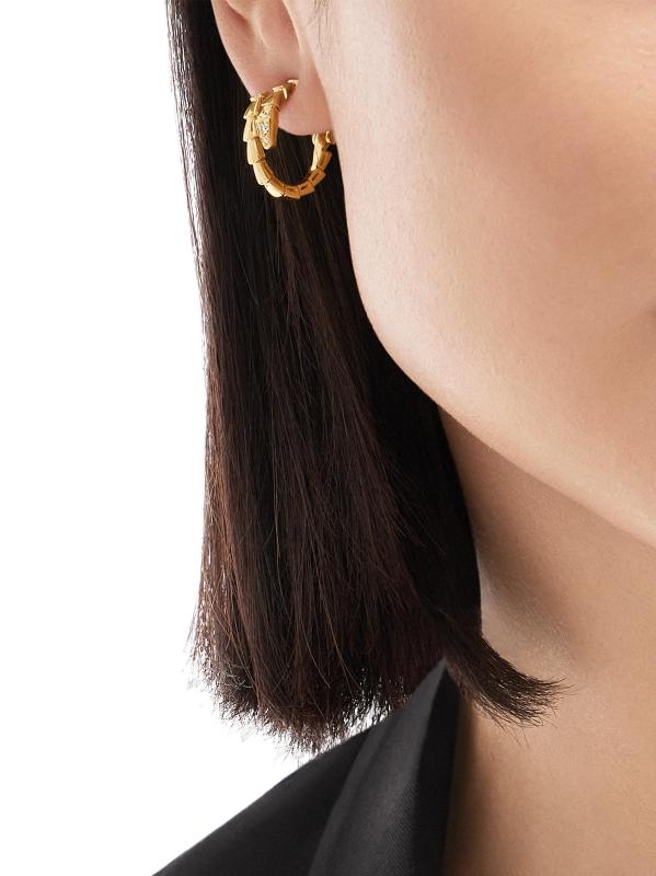 #2: أقراط «سيربنتي فايبر» من الذهب الأصفر عيار 18 قيراط والألماس عيار 0.18 TCW - أصفر + ذهبي