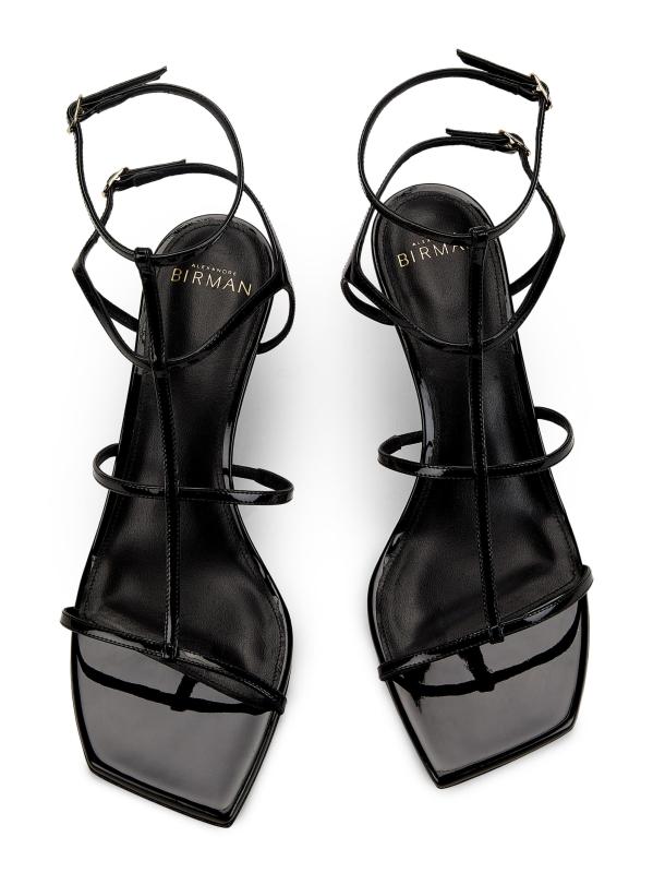 #4: صندل أماندا 60 مم من الجلد اللامع - أسود