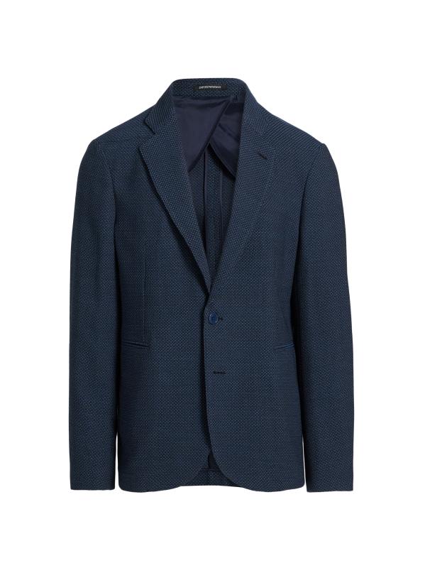 美品 EMPORIO ARMANI ロイヤルブルー ベロア ステンカラーコート 清潔感抜群の相棒 新品16万【EMPORIO ARMANI】E Performance高