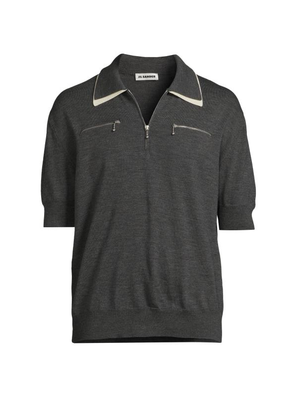 Wool Knit Relaxed-Fit Polo Sweater