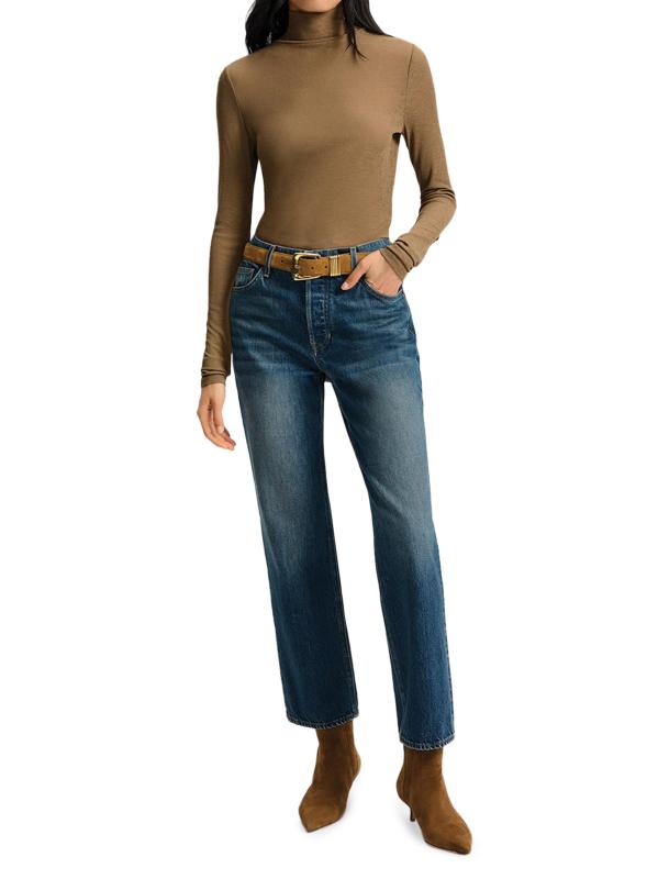 #4: بنطال «ليا ستريتش» متوسط الارتفاع بأرجل مستقيمة - أزرق داكن