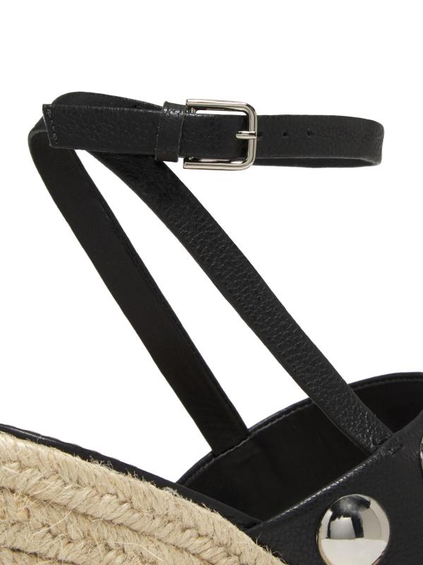 #5: صندل إسبادريل بلاتفورم من الجلد مرصع من جورجيا مقاس 115 ملم - أسود