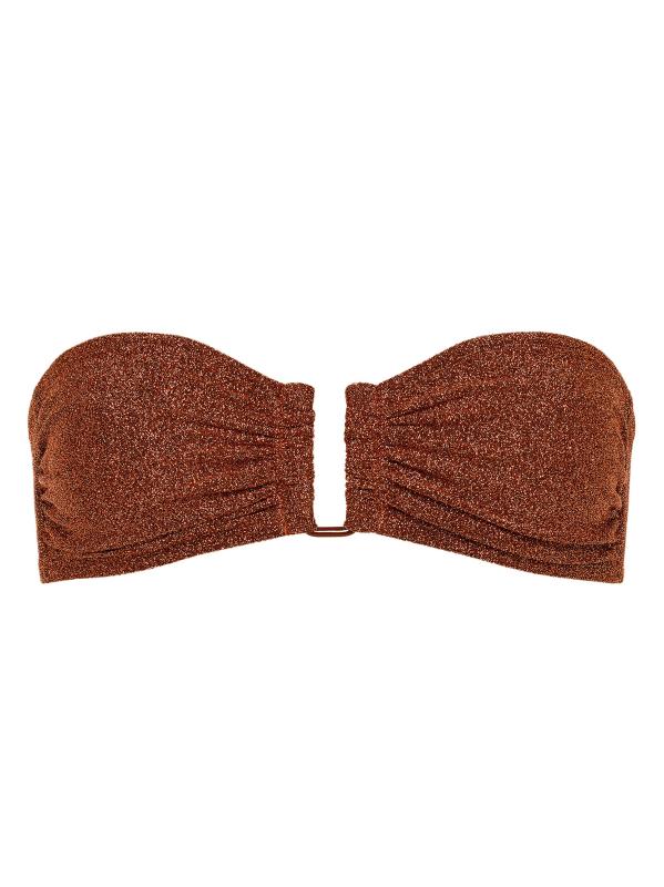 بلوزة بيكيني لامعة بدون حمالات