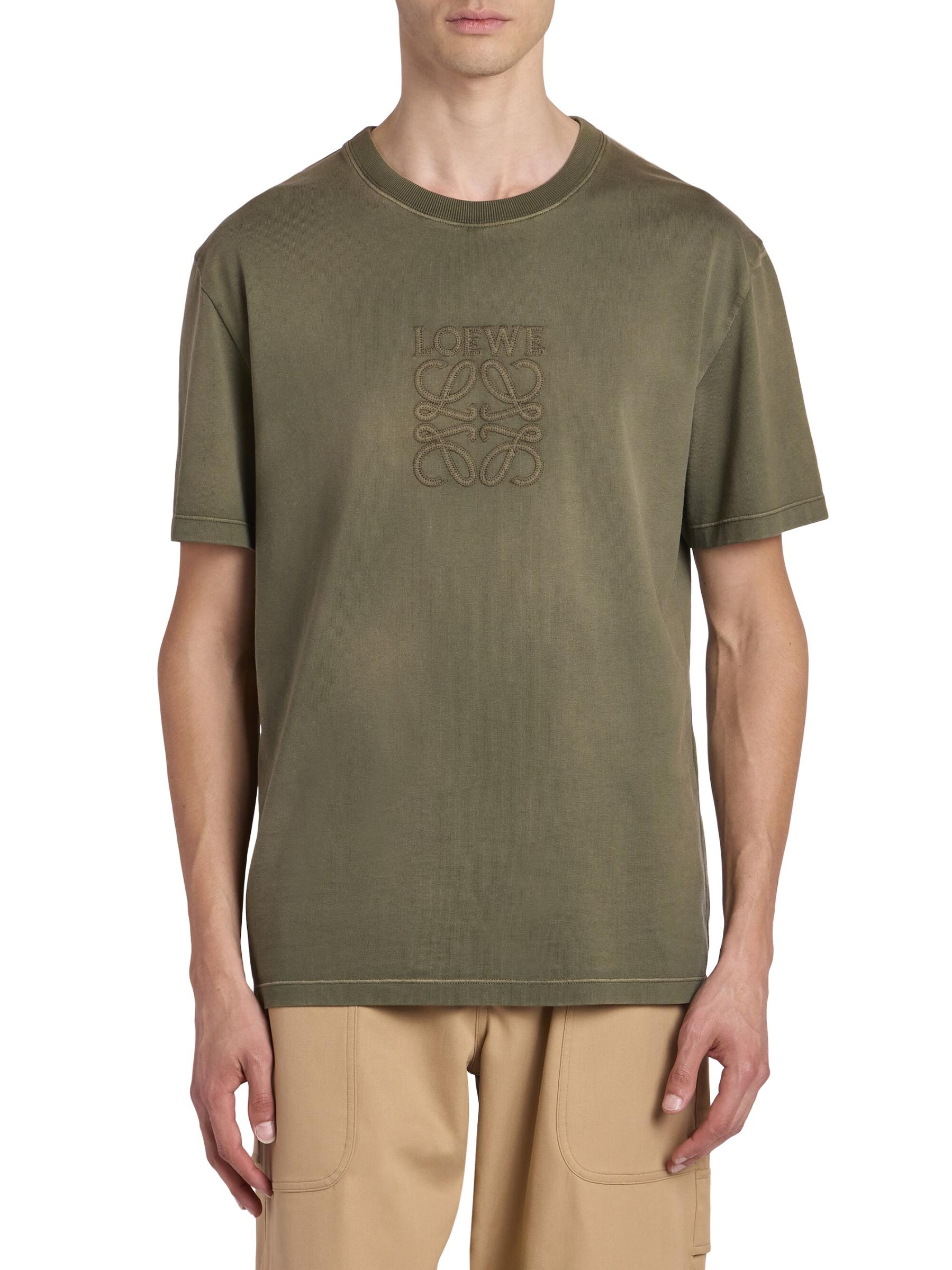 Shop Loewe - Embroidered Logo Cotton-Blend T-Shirt | Saks