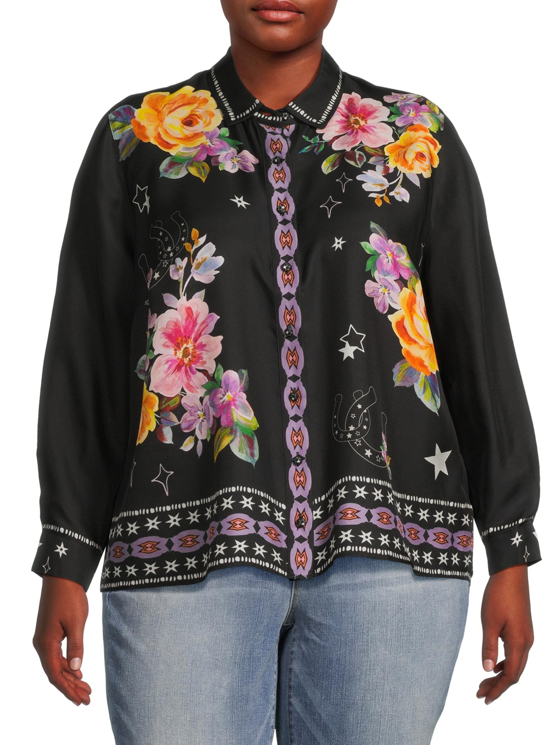 Shop Johnny Was - Plus Rosalynda Floral Button-Front Shirt