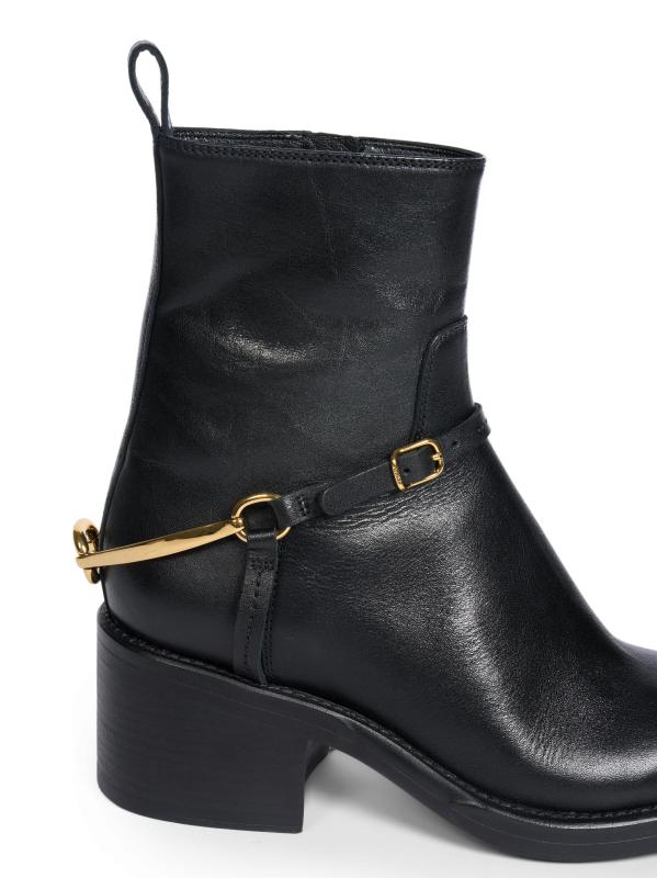 #5: حذاء للكاحل من الجلد بحزام حريري من داكوتا - أسود