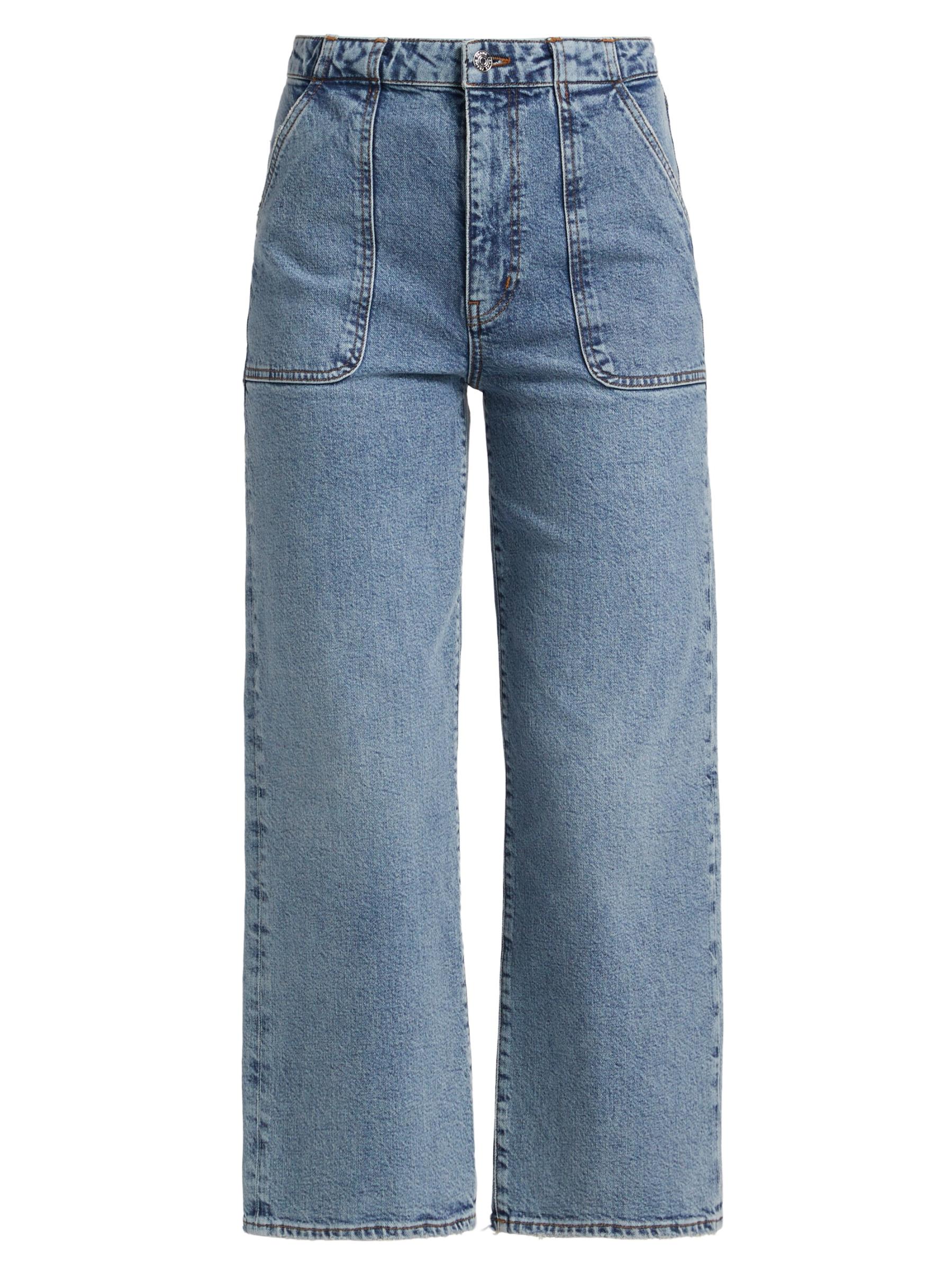 【AAKE】FRONT POCKET WIDE DENIM Skyler High Rise Ankle Wide Leg Patch Front Pocket Risen