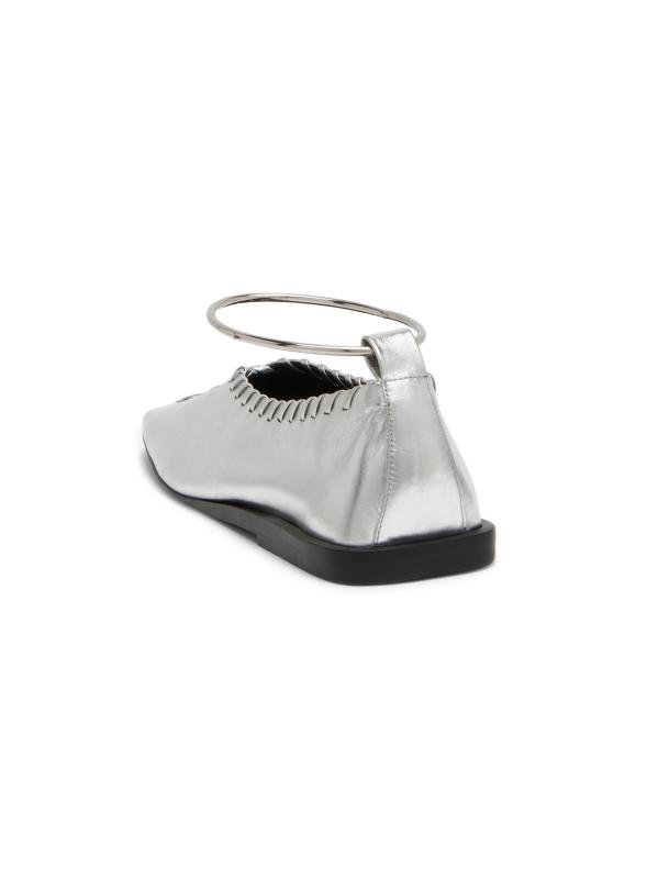 #3: أحذية باليرينا الجلدية - فضي رمادي سماوي