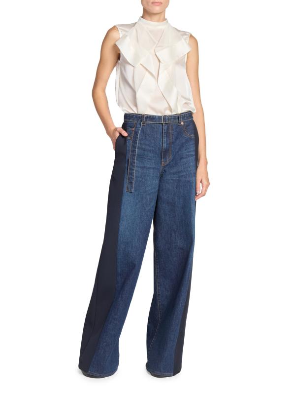 ■sacai■サカイ■Mixed Media Satin & Chiffon Top■トップス Shop Sacai - Satin Chiffon Top | Saks Fifth Avenue Australia