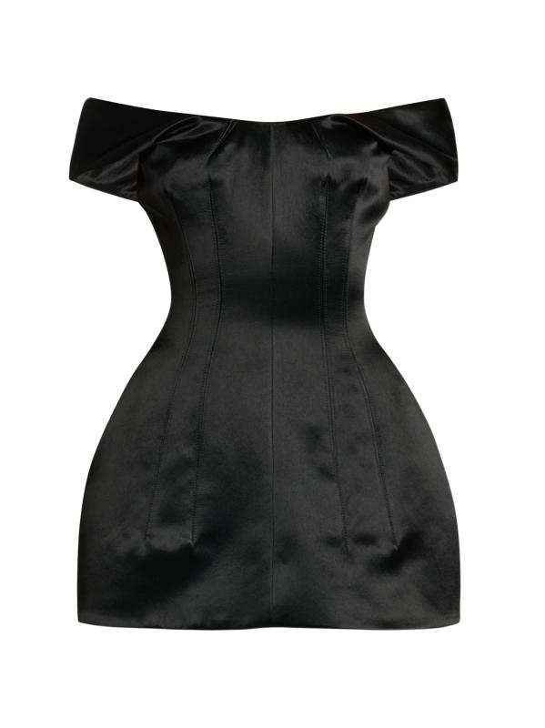 فستان قصير لحفل الكوكتيل من بوندي ساتان