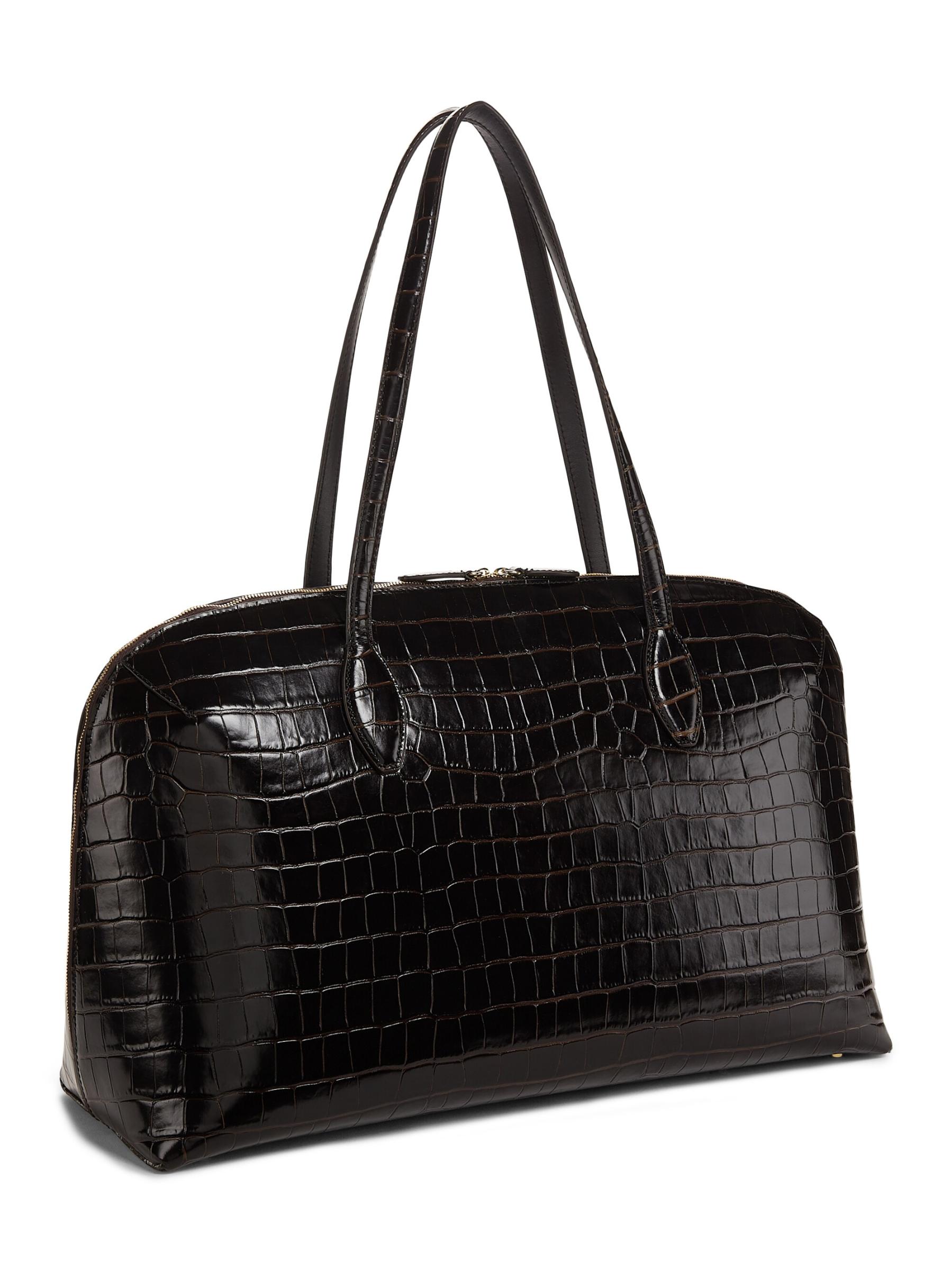【TOTEME】クロコ型押し デイトートバッグ ダークチョコレート Croco-embossed day tote dark chocolate – TOTEME