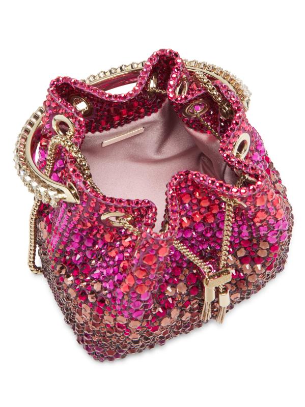 #5: حقيبة بمقبض علوي من الساتان مزيّنة بالكريستال من بون بون - زهرة الشتاء، زهرة الأوركيد البنفسجية