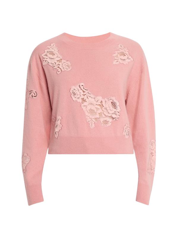 سترة من الدانتيل المخلوط من الكشمير اللازوردي