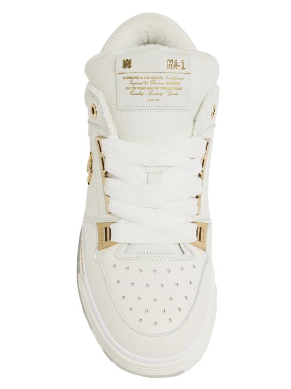 #3: حذاء رياضي بقبة قصيرة من الجلد المعدني MA-1 - أبيض