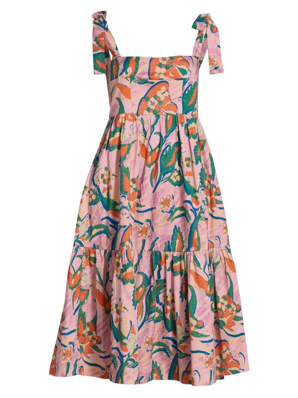 فستان متوسط الطول برباط مزهّر من غابرييلا