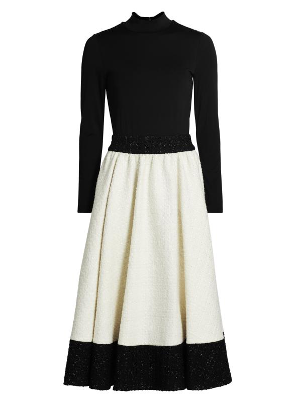 Shop Alice + Olivia - Chara Two-Tone Tweed Midi-Dress | Saks