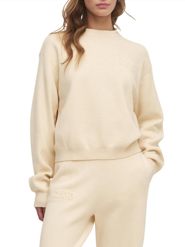 #3: سويت شيرت من القطن والكشمير بشعار Tatigation Sisters - كريم