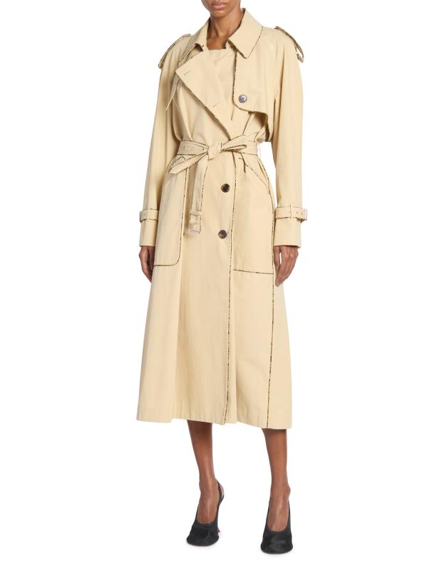 【送料&関税込】Dries Van Noten Cappotto Shop Dries Van Noten - Cotton Snakeskin-Print-Trim Trench