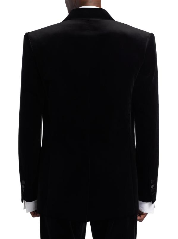 #4: بليزر مزدوج الصدر من المخمل والساتان - أسود