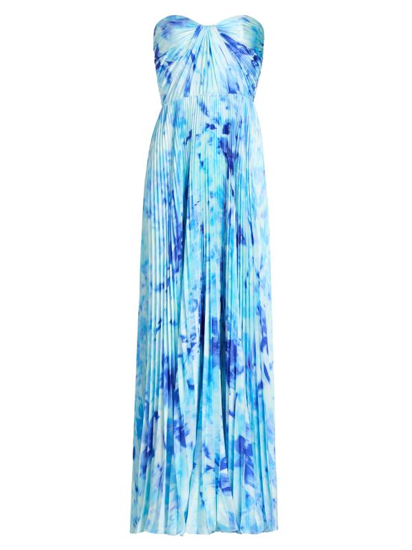 Naomi Abstract Print Satin Strapless Gown