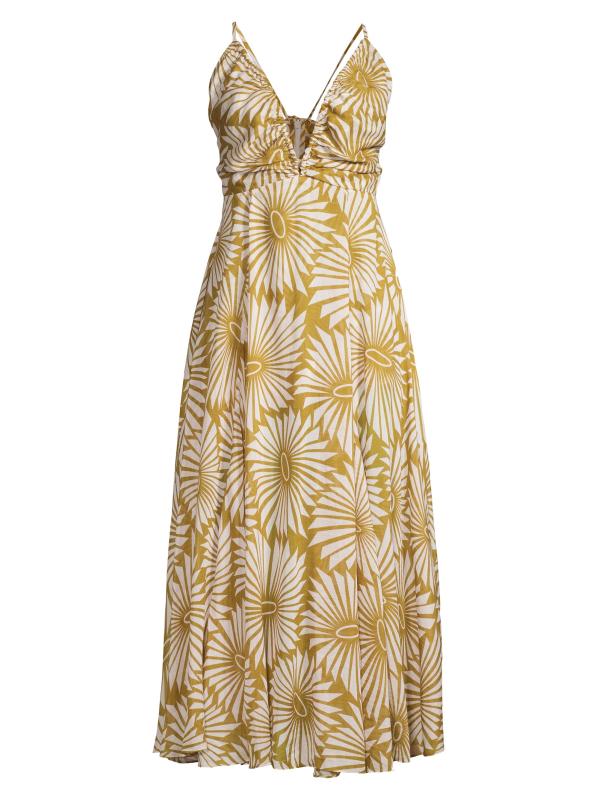 فستان متوسط الطول من مزيج القطن والحرير من Pinwheel