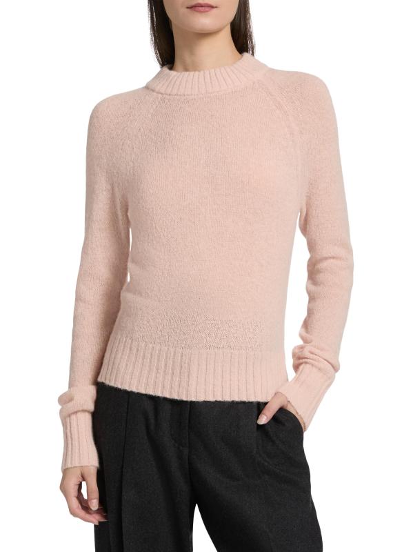 #2: سترة فرانكي ألباكا برقبة مستديرة من مزيج الألبكة - أحمر خدود وردي ناعم