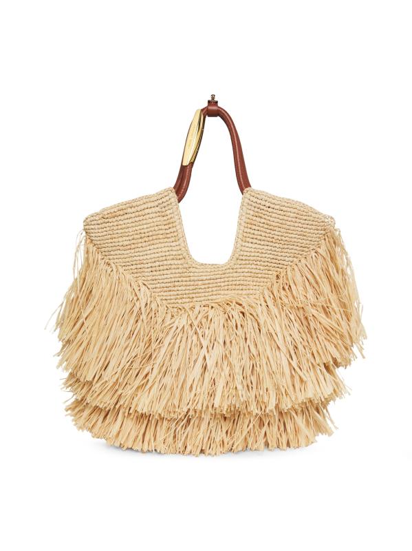 【Zimmermann】 Goldentime raffia tote bag Goldentime Medium Fringe Tote Natural Online | Zimmermann