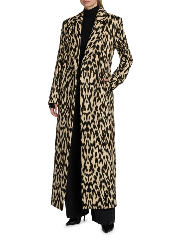 #5: معطف مزدوج الصدر من مزيج الصوف البكر بطبعة ديمي - نمر تجريدي