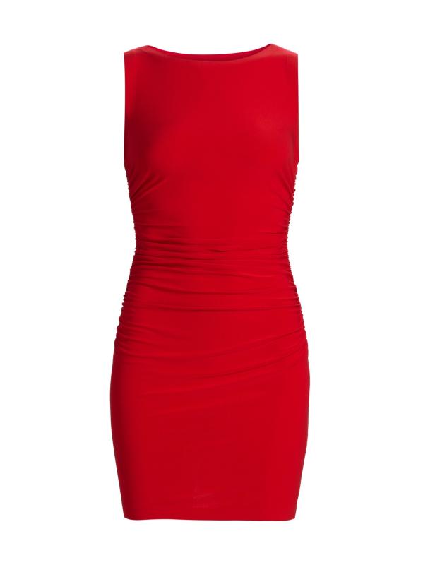 Shop Norma Kamali - Shirred Round Neck Minidress | Saks