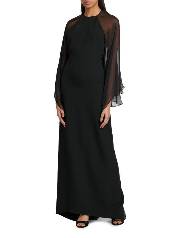 #6: فستان كايب من الشيفون متعدد الطبقات - أسود