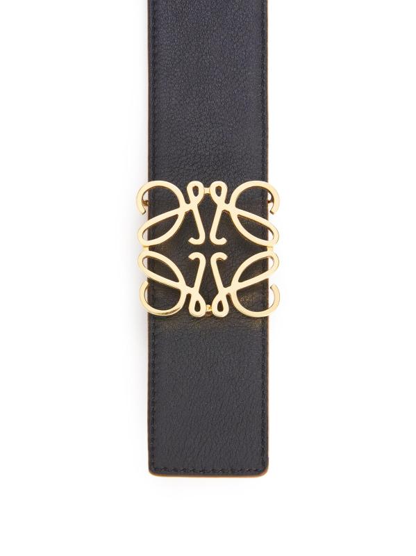 LOEWE ブラックレザーベルト ゴールドバックル　リバーシブル Loewe - ロゴ入りバックル付きリバーシブルレザーベルト をオンライン