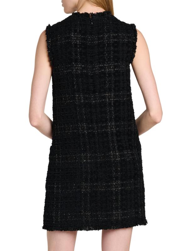 #4: فستان تويد شيفت من مزيج القطن - أسود