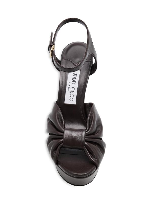 #5: صندل Heloise ذو قاعدة جلدية بعقدة مقاس 120 ملم - براون