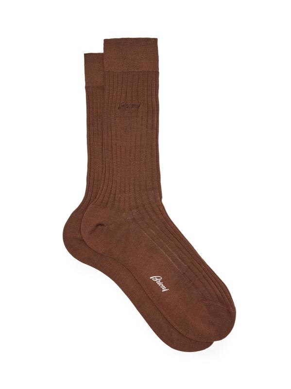Rib-Knit Cotton Crew Socks