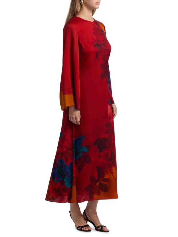 #3: فستان بايتون الطويل من الحرير المزهّر - طباعة زهور الجنة