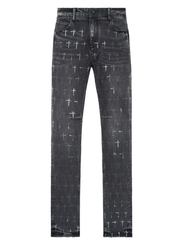 بنطال جينز سكيني مطبوع بشعار براينت